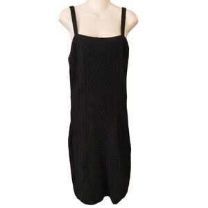 House Of Harlow Black Cable Knit Midi Bodycon Dress Medium Stretch 1960 Tank